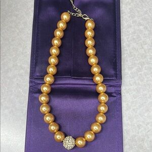 Elegant Gold Pearl Necklace 19”